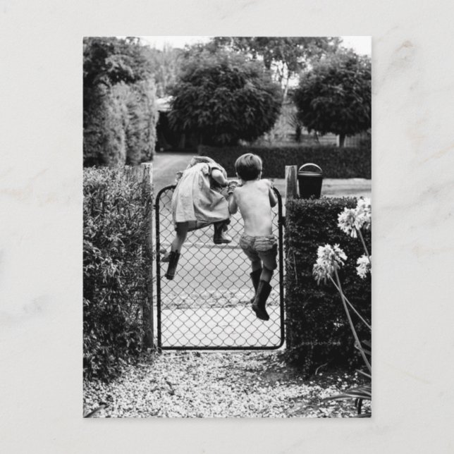 Postal Deux enfants s'échappent (Anverso)