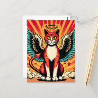 Devil Angel Cute Kitty con Wings Comic Book Style