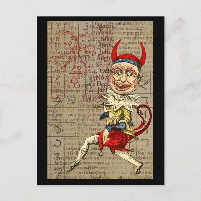 Postal Devil Payaso Zodiac Símbolos ocultos (Anverso)