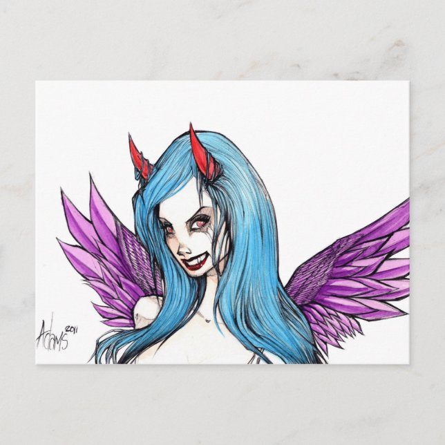 Postal Devilish la mirada en su ojo (Anverso)