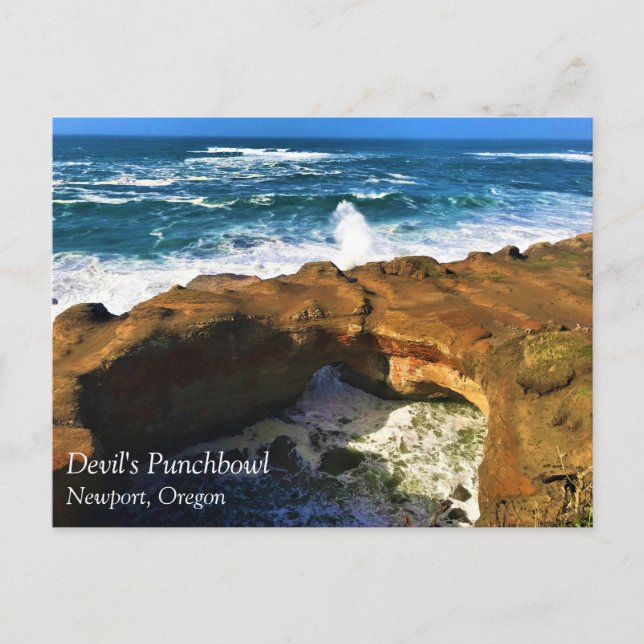 Postal Devil's Punchbowl, Newport, Oregon Postcard (Anverso)