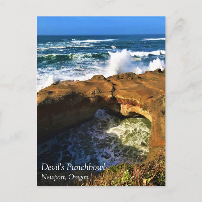 Postal Devil's Punchbowl, Newport, Oregon Postcard (Anverso)