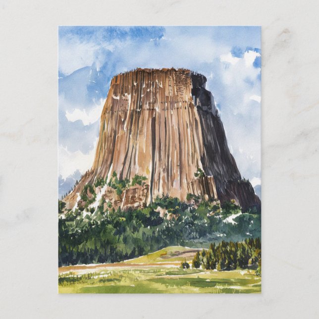 Postal Devils Tower National Monument Watercolor (Anverso)
