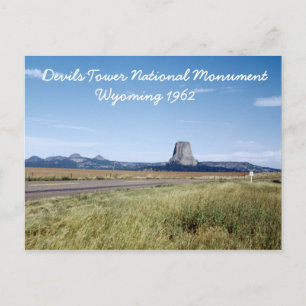 Postal Devils Tower Wyoming Paisaje Retro 1962