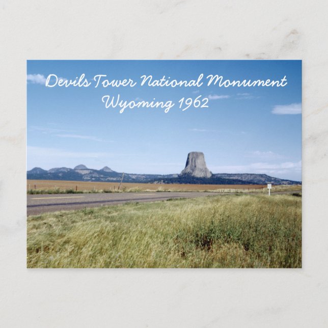 Postal Devils Tower Wyoming Paisaje Retro 1962 (Anverso)