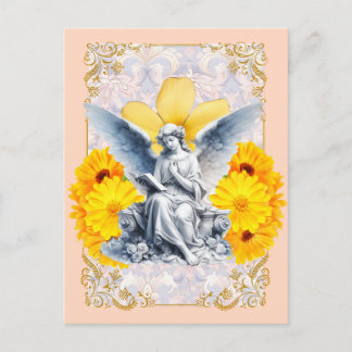 Postal Devoción Dorada - Ángel de Girasol