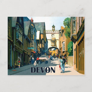 Postal Devon, casas en el centro de la ciudad, viaje vint
