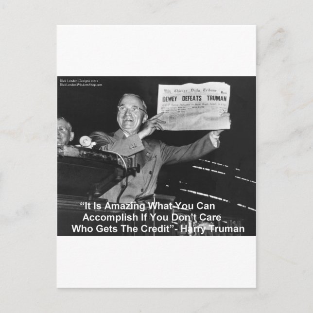 Postal Dewey Beats Truman Graciosos Regalos Tees Botones  (Anverso)