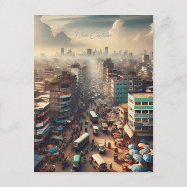 Postal Dhaka vintage Bangladesh acuarela bengalí (Anverso)