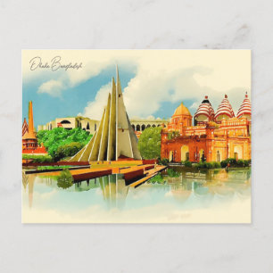 Postal Dhaka vintage Bangladesh acuarela bengalí