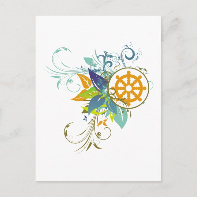 Postal Dharma Wheel Floral (Anverso)