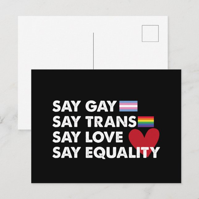 Postal Di Gay Di Trans Di Amor Di Igualdad Orgullo Lgbt (Anverso / Reverso)