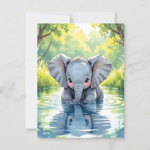 Postal Di hola con este tema del elefante lindo