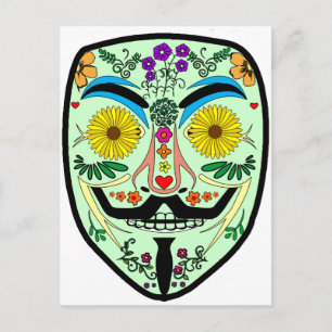Postal Día ANÓNIMO de los Muertos 2 Máscara Art Anon 4Cha