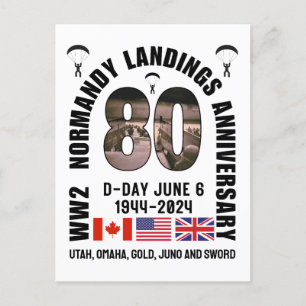 Postal DÍA-D NORMANDÍA LANDINGS WW2 80º Aniversario