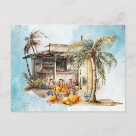 Postal Día de Acción de Gracias de Watercolor Beach