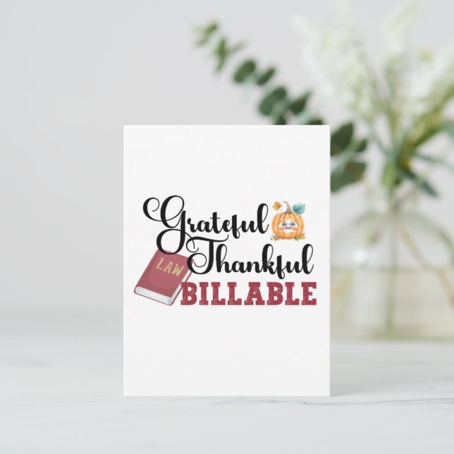 Postal Día de Acción de Gracias Grato Agradecido Facturab (Anverso de pie)