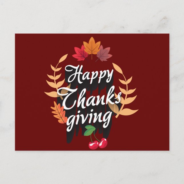 Postal Día de Acción de Gracias Otoño feliz (Anverso)