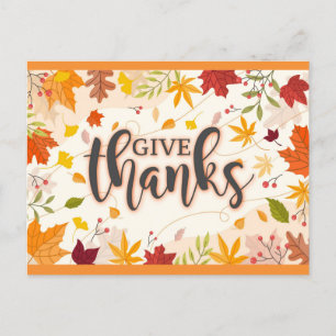 Postal Día de Acción de Gracias Otoño Hojas de Otoño