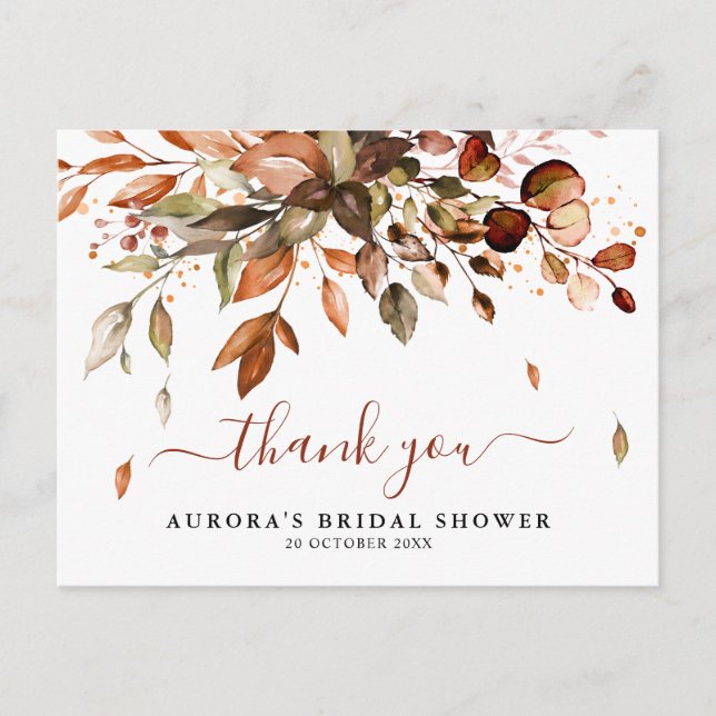 Postal Día de Acción de Gracias Otoño Hojas Rústico Agrad (Anverso)