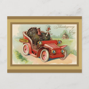 Postal Día de Acción de Gracias Pavo Vintage Lindo