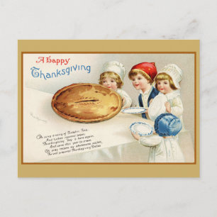 Postal Día de Acción de Gracias Vintage Poema de Tarta Di