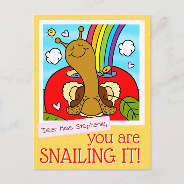 Postal Día de Agradecimiento al Profesor Caracol Adorable (Anverso)