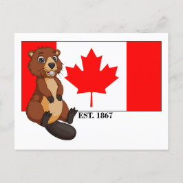 Postal Día de Canadá Este. Bandera y castor de 1867