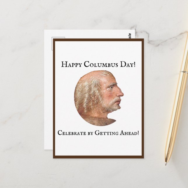 Postal Día de Colón adelantándose al Chiste gracioso (Anverso/Reverso In Situ)