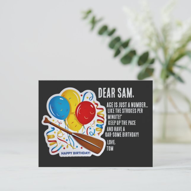 Postal Día de Cumpleaños del Remero: Celebración Oar-some (Anverso de pie)