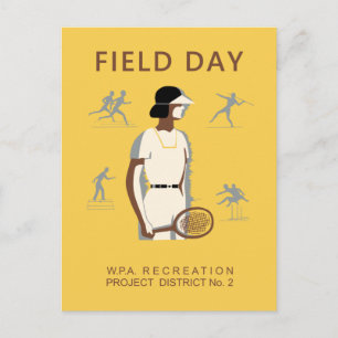 Postal Día de deportes en la escuela de retro