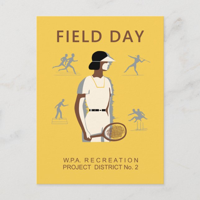 Postal Día de deportes en la escuela de retro (Anverso)