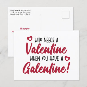 Postal Día de Galentine en la tipografía moderna