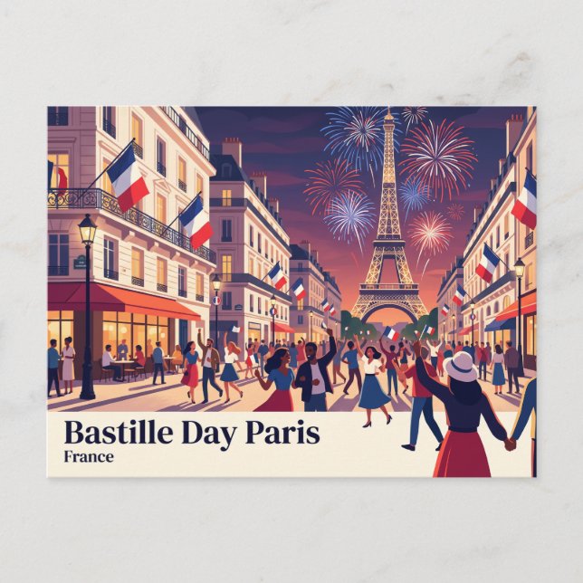 Postal Día de la Bastilla París Francia (Anverso)