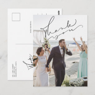 Postal Día de la Boda con Guion Moderno Foto Gracias