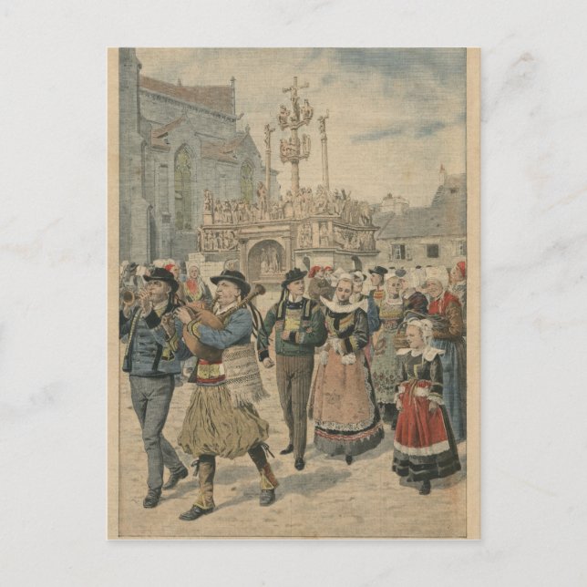 Postal Día de la boda en Plougastel Brittany (Anverso)