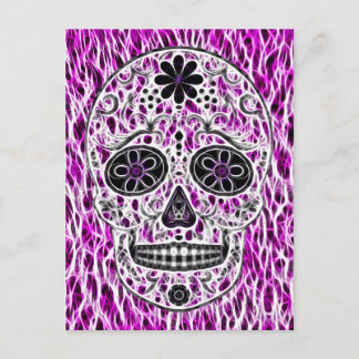 Postal Día de la Calavera del Azúcar Muerto - Pink & Purp