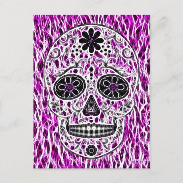 Postal Día de la Calavera del Azúcar Muerto - Pink & Purp (Anverso)