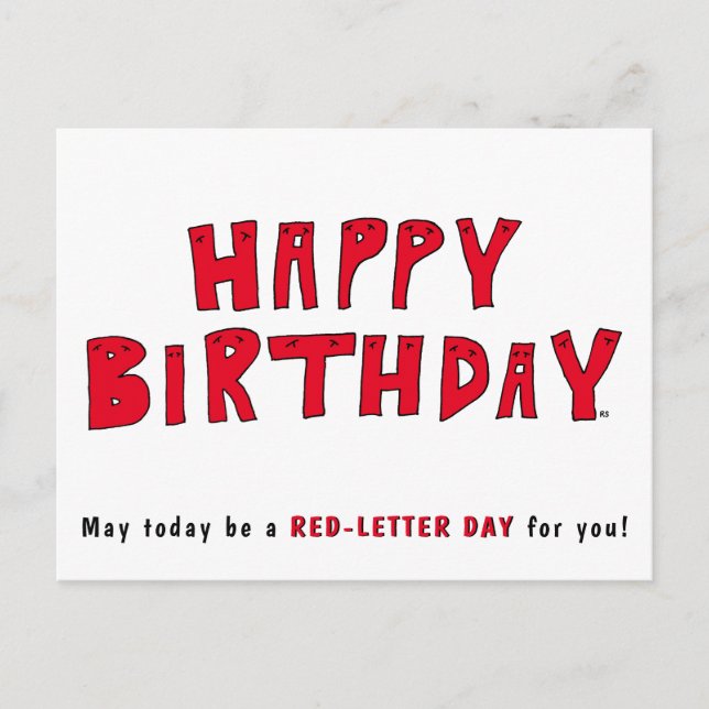 Postal Día de la Carta Roja Divertido Feliz Cumpleaños Pe (Anverso)
