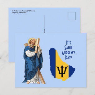 Postal Día de la Fiesta de San Andrés con Bandera-Mapa de