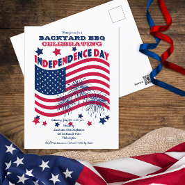 Postal Día de la Independencia 4 de julio - Fiesta ondean