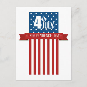 Postal Día de la Independencia Estrellas y Franjas del 4 