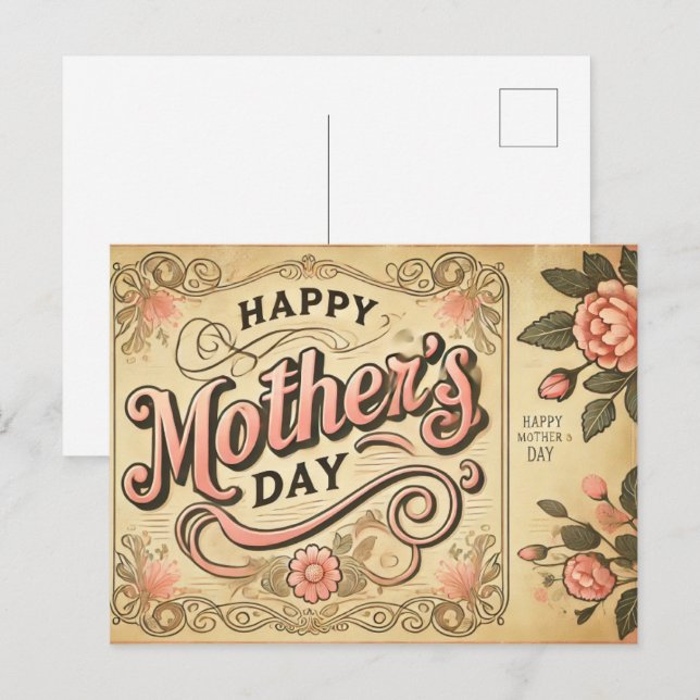 Postal Día de la Madre al estilo vintage (Anverso / Reverso)