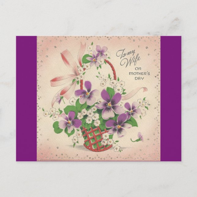 Postal Día de la Madre Antiguo Para Esposa (Anverso)