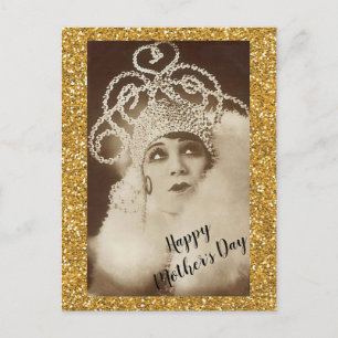 Postal Día de la Madre brillante de la diva del oro del