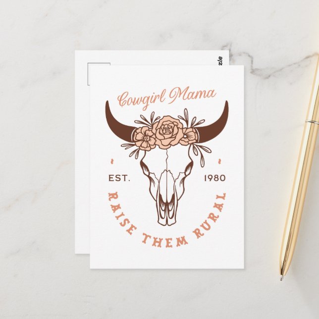 Postal Día de la Madre casero de mamá madre de vaca mamá  (Anverso/Reverso In Situ)