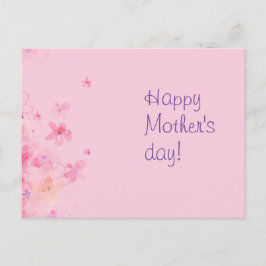 Postal Día de la Madre de flores de acuarela rosa Postcar