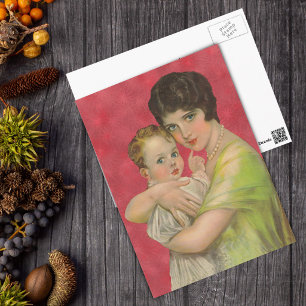 Postal Día de la Madre de la década de 1930 Madre sosteni