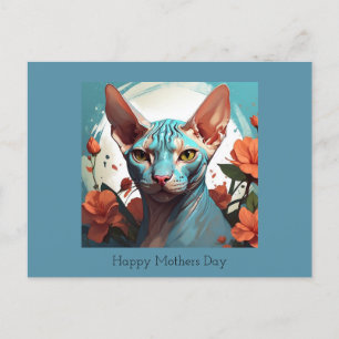 Postal Día de la Madre de un Gato Esfinge Azul