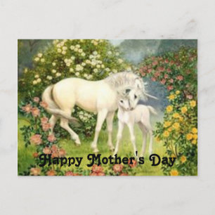 Postal Día de la Madre de Unicornios Vintage